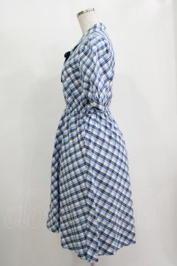 画像2: Fi.n.t / リボンタイ付き開衿チェックワンピース Free BLUE H-25-11-11-018-CA-OP-NS-ZH