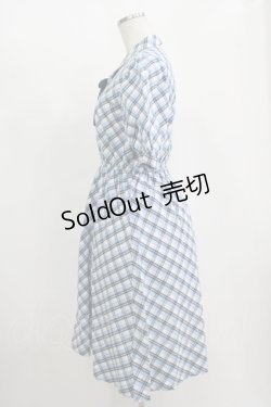 画像2: Fi.n.t / リボンタイ付き開衿チェックワンピース Free BLUE H-25-11-11-018-CA-OP-NS-ZH