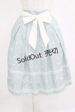 画像1: axes femme / スイートピーパネル柄スカート M グリーン H-25-11-11-026-AX-SK-NS-ZH