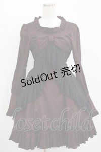 LAPIN AGILL / リボンフリルワンピース  ボルドー H-25-11-12-001-EL-OP-KB-ZH