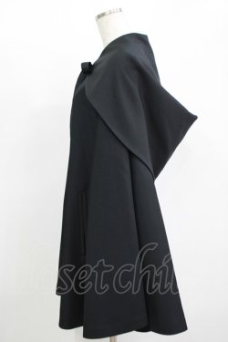 画像2: ATELIER BOZ / フード付きミニマント  ブラック×ネイビー H-25-11-12-028-EL-JA-KB-ZH