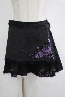 画像1: HONEY / 刺繍ジャガードラップ風スカート  ブラック H-25-11-12-032-HN-SK-KB-ZH