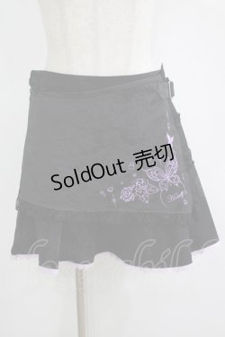 画像1: HONEY / 刺繍ジャガードラップ風スカート  ブラック H-25-11-12-032-HN-SK-KB-ZH