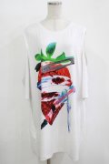 TRAVAS TOKYO / Splatter berry catting shoulder BIG tshirt  ホワイト H-25-11-12-036-PU-TO-KB-ZH
