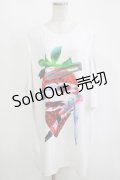 TRAVAS TOKYO / Splatter berry catting shoulder BIG tshirt  ホワイト H-25-11-12-036-PU-TO-KB-ZH