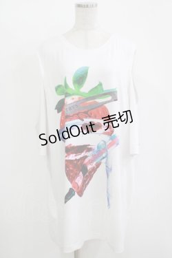 画像1: TRAVAS TOKYO / Splatter berry catting shoulder BIG tshirt  ホワイト H-25-11-12-036-PU-TO-KB-ZH