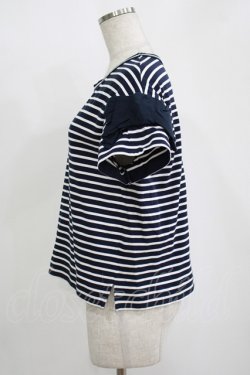 画像2: Jane Marple Dans Le Salon / マリンボーダーとリボンスリーブのプルオーバー  ネイビー H-25-11-12-038-JM-TO-KB-ZH