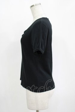画像2: Jane Marple / ロゴ刺繍リボンカットソー  黒 H-25-11-12-040-JM-TO-KB-ZH