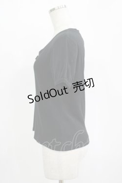 画像2: Jane Marple / ロゴ刺繍リボンカットソー  黒 H-25-11-12-040-JM-TO-KB-ZT369