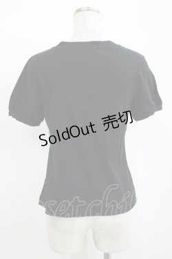 画像3: Jane Marple / ロゴ刺繍リボンカットソー  黒 H-25-11-12-040-JM-TO-KB-ZT369