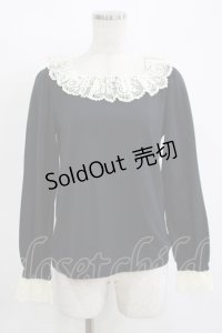 Leur Getter / レース襟カットソー  黒 H-25-11-12-041-LU-TO-KB-ZH