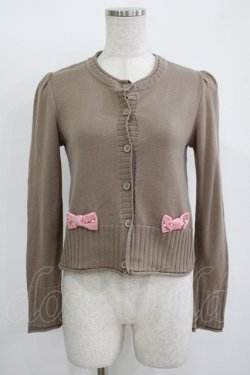 画像1: Shirley Temple / ベルベットリボンカーディガン 160 ブラウン H-25-11-12-044-ET-TO-KB-ZH
