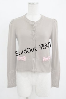 画像1: Shirley Temple / ベルベットリボンカーディガン 160 ブラウン H-25-11-12-044-ET-TO-KB-ZH