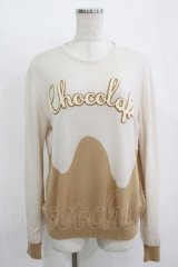 Q-pot. / メルトチョコレートクルーネックニット  ミルク H-25-11-12-045-QP-TO-KB-ZH