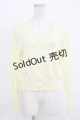 Emily Temple cute / ロゴ刺繍ニットカーディガン  イエロー H-25-11-12-046-ET-TO-KB-ZH