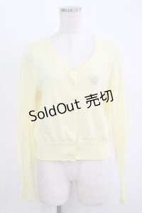 Emily Temple cute / ロゴ刺繍ニットカーディガン  イエロー H-25-11-12-046-ET-TO-KB-ZH