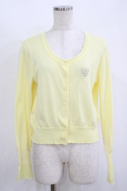 画像1: Emily Temple cute / ロゴ刺繍ニットカーディガン  イエロー H-25-11-12-046-ET-TO-KB-ZH