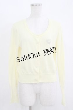 画像1: Emily Temple cute / ロゴ刺繍ニットカーディガン  イエロー H-25-11-12-046-ET-TO-KB-ZH