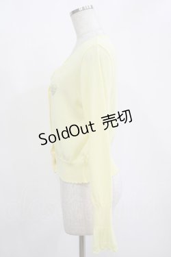 画像2: Emily Temple cute / ロゴ刺繍ニットカーディガン  イエロー H-25-11-12-046-ET-TO-KB-ZH