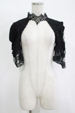 画像1: DARK IN LOVE / Gothic elegant short sleeves capeボレロ L ブラック H-25-11-12-050-PU-TO-KB-ZH