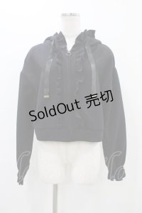 axes femme / ショート丈フリルパーカー M ブラック H-25-11-12-1046-AX-TO-NS-ZH