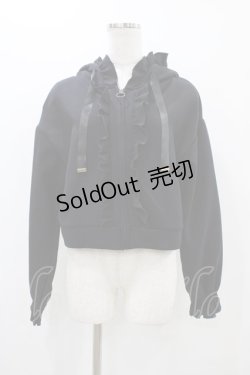 画像1: axes femme / ショート丈フリルパーカー M ブラック H-25-11-12-1046-AX-TO-NS-ZH