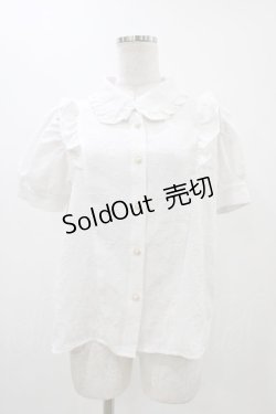 画像1: axes femme POETIQUE / バラふくれジャガード半袖ブラウス M オフ H-25-11-12-1050-AX-BL-NS-ZH