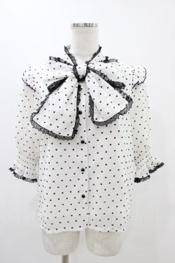 画像1: Rojita / ハートドットプリントリボンブラウス Free アイボリー H-25-11-12-1051-LO-BL-NS-ZH