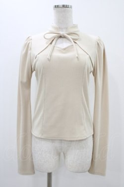 画像1: EATME / フロントリボンレイヤードリブTOP Free アイボリー H-25-11-12-1052-LO-TO-NS-ZH