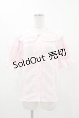 Chalmiere / トーションレース丸襟半袖ブラウス M ピンク H-25-11-12-1053-0-BL-NS-ZH