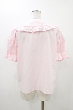 画像2: Chalmiere / トーションレース丸襟半袖ブラウス M ピンク H-25-11-12-1053-0-BL-NS-ZH