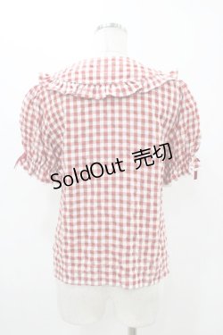 画像2: axes femme kawaii / ギンガムチェック半袖ブラウス M レッド H-25-11-12-1054-AX-BL-NS-ZH