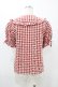 画像2: axes femme kawaii / ギンガムチェック半袖ブラウス M レッド H-25-11-12-1054-AX-BL-NS-ZH (2)