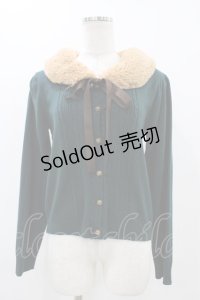 axes femme / ファーティペット付きカーディガン M グリーン H-25-11-12-1056-AX-TO-NS-ZH