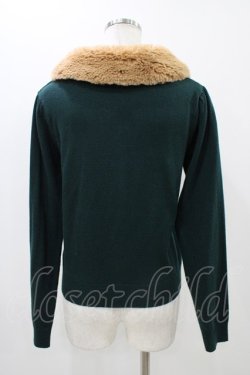 画像2: axes femme / ファーティペット付きカーディガン M グリーン H-25-11-12-1056-AX-TO-NS-ZH