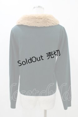 画像2: axes femme / ファーティペット付きカーディガン M グリーン H-25-11-12-1056-AX-TO-NS-ZH