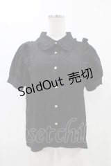 axes femme POETIQUE / バラふくれジャガード半袖ブラウス M ブラック H-25-11-12-1058-AX-BL-NS-ZH