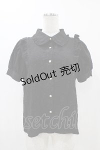 axes femme POETIQUE / バラふくれジャガード半袖ブラウス M ブラック H-25-11-12-1058-AX-BL-NS-ZH