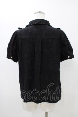 画像2: axes femme POETIQUE / バラふくれジャガード半袖ブラウス M ブラック H-25-11-12-1058-AX-BL-NS-ZH