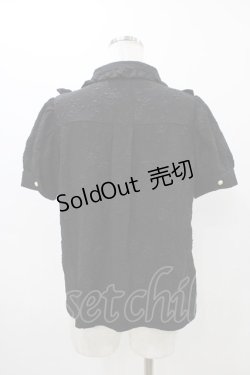 画像2: axes femme POETIQUE / バラふくれジャガード半袖ブラウス M ブラック H-25-11-12-1058-AX-BL-NS-ZH