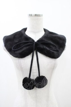 画像1: m petit by misako / AMポンポンツキエリ  ブラック H-25-11-12-1012-LO-ZA-NS-ZH