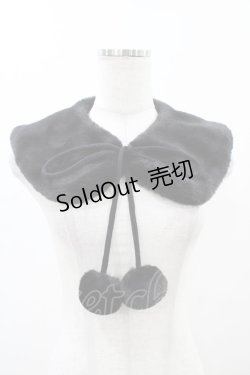 画像1: m petit by misako / AMポンポンツキエリ  ブラック H-25-11-12-1012-LO-ZA-NS-ZH