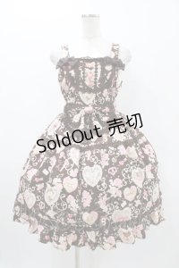 BABY,THE STARS SHINE BRIGHT / ハートマーブルチョコレートとシュガーコーテッドクッキー柄ティアードジャンパースカート M ブラウン H-25-11-12-1029-BA-OP-NS-ZH