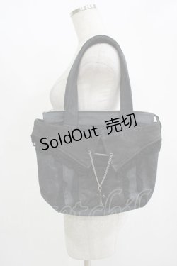 画像1: h.naoto Blood / クロスチャーム付ジャガード切替バッグ  ブラック H-25-11-12-056-HN-BG-KB-ZH