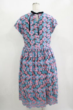 画像3: Jane Marple Dans Le Salon / Flower embroideryタブリエドレス  Sky blue×Pink H-25-11-12-014-JM-OP-KB-ZH