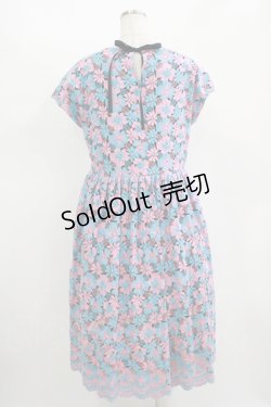 画像3: Jane Marple Dans Le Salon / Flower embroideryタブリエドレス  Sky blue×Pink H-25-11-12-014-JM-OP-KB-ZH