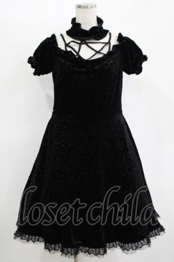 画像1: DARK IN LOVE / Star magic princess printed velvet dress XL ブラック H-25-11-12-018-PU-OP-KB-ZH