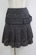 Jane Marple / ブリティッシュストライプのタックスカート  ネイビー H-25-11-12-022-JM-SK-KB-ZH