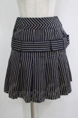 Jane Marple / ブリティッシュストライプのタックスカート  ネイビー H-25-11-12-022-JM-SK-KB-ZH