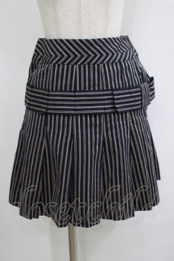 画像1: Jane Marple / ブリティッシュストライプのタックスカート  ネイビー H-25-11-12-022-JM-SK-KB-ZH